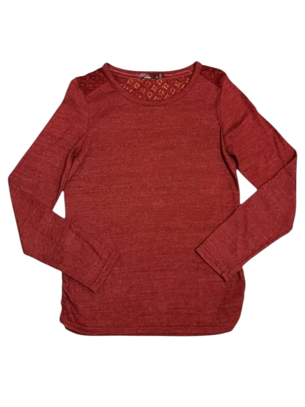 PRANA Maroon Isadora Ballet Neck Long Sleeve Top Back Lace Inset Ruched Womens S